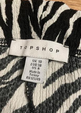 Розкльошені штани topshop із принтом зебра чорно-білий розмір 386 фото