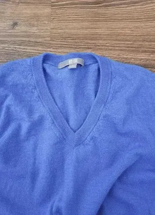 Теплый свитер небесно-голубого цвета uniqlo, шерсть, размер s.4 фото
