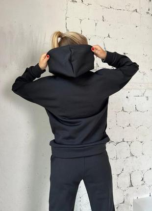 Спортивный женский костюм теплый тринитка на флисе xs/s/m/l/xl черный, серый, лаванда, зеленый, беж4 фото