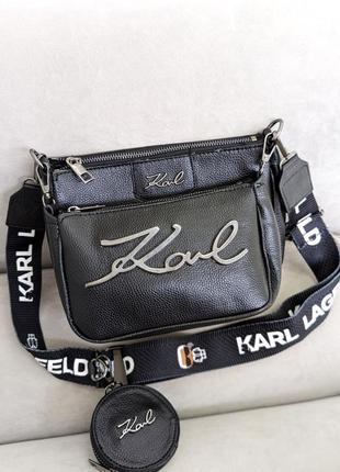 Сумка karl lagerfeld жіноча сумка клатч карл лагерфельд чорна 3 в 1