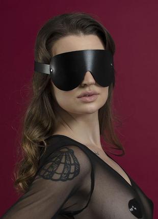 Маска на очі feral feelings - blindfold mask, натуральна шкіра, чорна