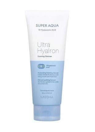 Пенка для умывания missha super aqua ultra hyalron cleansing foam, 200 мл