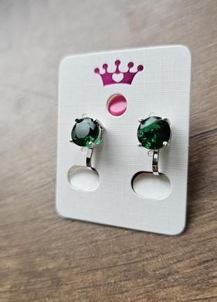Детские клипсы для ушей серьги красивые для девочки зеленые камешки девушек украшения...