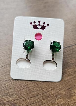 Детские клипсы для ушей серьги красивые для девочки зеленые камешки девушек украшения...