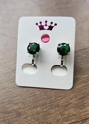Детские клипсы для ушей серьги красивые для девочки зеленые камешки девушек украшения...