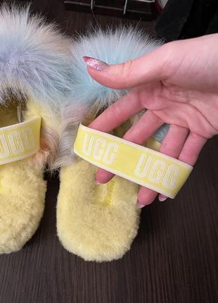 Ugg "fluff" slide жіночі пухнасті сандалії-тапочки на платформі8 фото