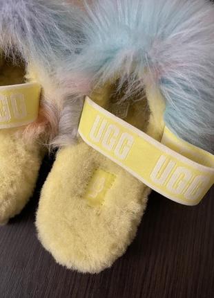 Ugg "fluff" slide жіночі пухнасті сандалії-тапочки на платформі6 фото