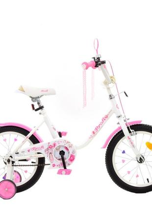 Велосипед детский prof1 y1685 16 дюймов, розовый3 фото