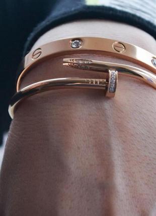 Браслет цвях в стилі cartier в золотому  і в сріблому кольорі медична сталь ювелірна сталь  stainless steel6 фото