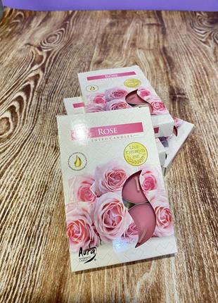 Свеча bispol чайная ароматическая (таблетка) rose 6 шт в упаковке