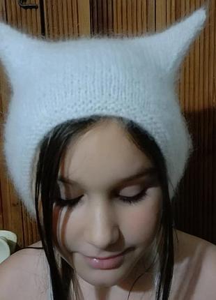 Котошапка чепчик с ушками чепчик с розыжками