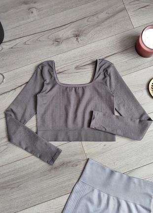 Лонгслив в рубчик h&m s / топ для занятий спортом / с длинными рукавами / в зал / для тренировок / рашгард / бесшовный / лонг
