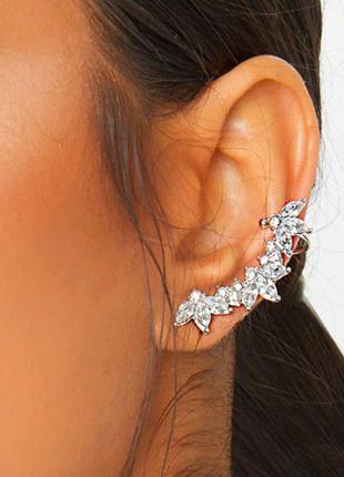 Жіночі сережки з камінчиками prettylittlething сріблясті