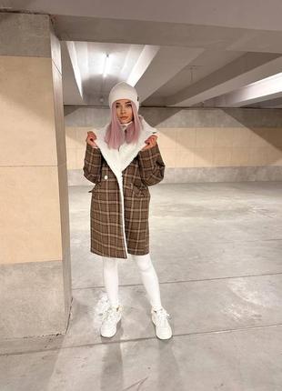 Стильное женское теплое зимнее кашемировое пальто3 фото