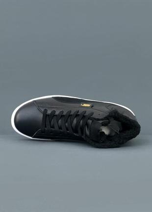 Женские зимние кроссовки чёрные пума puma corduroy classic mid black winter fur2 фото