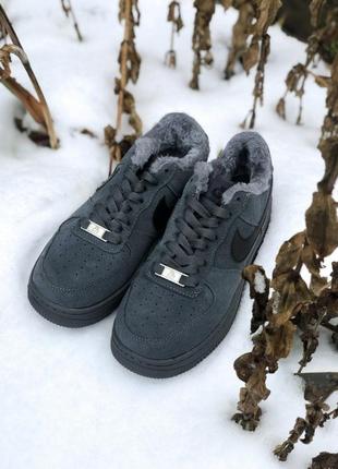 Жіночі зимові кросівки найк nike air force 1 low blue fur7 фото