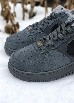 Женские зимние кроссовки найк nike air force 1 low blue fur3 фото