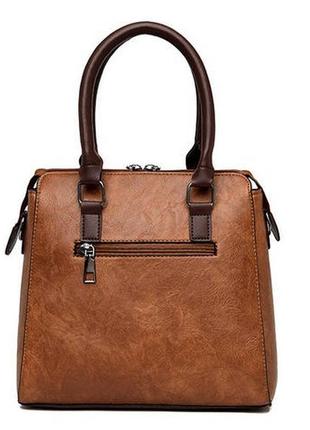 Женская сумка набор 4 в 1 комплект сумочка клатч визитница на плечо + брелок коричневый5 фото