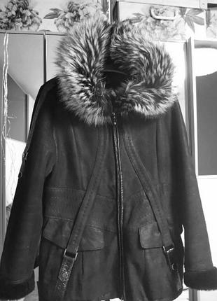 Дубленка замшевая на меху с чернобуркой