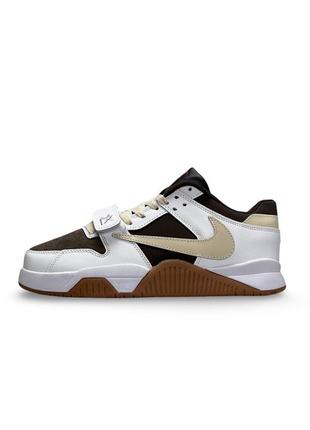 Чоловічі кросівки найк nike air jordan x travis scott “cut the check” white brown gum