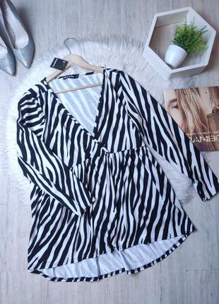 Новая блуза туника рубашка принт зебра трикотаж