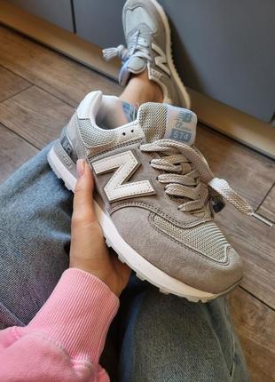 Кросівки жіночі / чоловічі сірі / блакитні замшеві new balance 574 grey