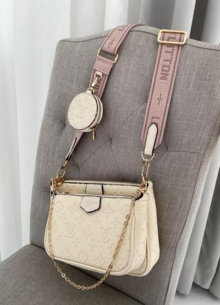 Женская сумка louis vuitton pochete multi cream6 фото