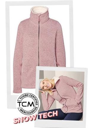 Функціональна флісова куртка толстовка tcm tchibo з теплоізоляцією плюшевий комір технологія snow tech мікрофліс пастельний рожевий