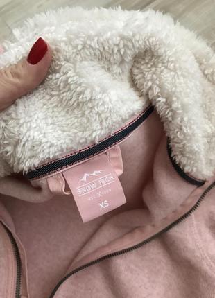 Функціональна флісова куртка толстовка tcm tchibo з теплоізоляцією плюшевий комір технологія snow tech мікрофліс пастельний рожевий5 фото