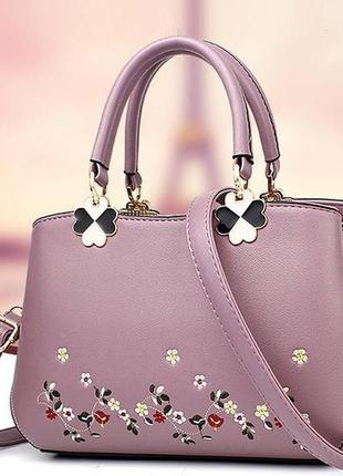 Жіноча сумочка з вишивкою фіолетовий1 фото