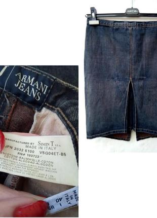 Крутая черно графитовая джинсовая юбка карандаш armani jeans.1 фото