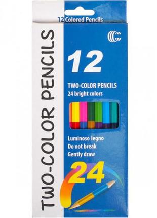 Дитячі двосторонні олівці для малювання "two-color" cr765-12, 24 кольори4 фото