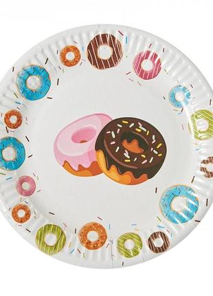Набор бумажных тарелок "пончики" 7038-0042, 10 шт1 фото
