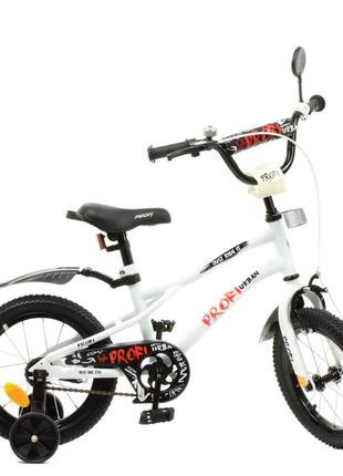 Велосипед дитячий prof1 y14251 14 дюймів, білий1 фото