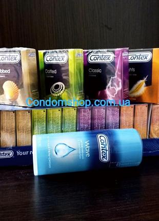 Набор презервативы contex контекс 36 шт/1 блок + гель-смазка contex контекс 100 мл. wave без запаха пантенол