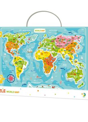 Детский пазл "карта мира" английская версия dodo 300123, 100 деталей1 фото