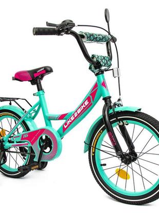 Велосипед дитячий 2-х колісний 16'''' 211601 (rl7t) like2bike sky, бірюзовий, рама сталь, зі дзвінком