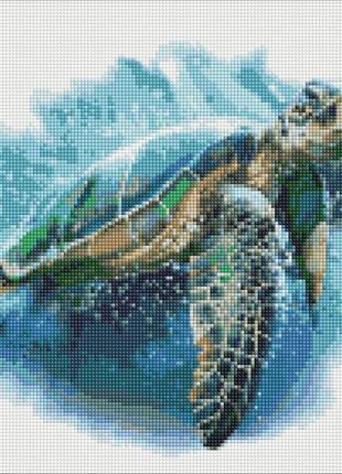 Алмазна мозаїка "блакитна черепаха" ідейка amo7430 40х40 см