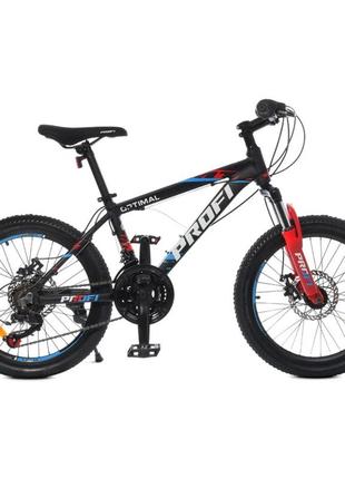 Велосипед "optimal" prof1 g20optimal a20.3 20 д. алюм.рама12,5", shimano 21sp, алюм.db, fw tz500, черный