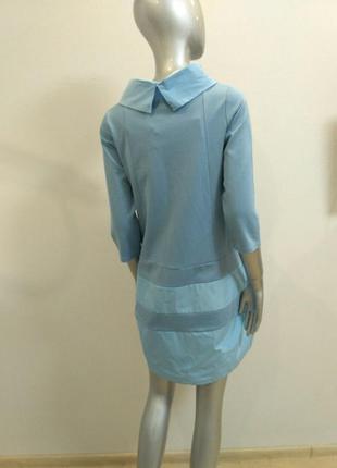 Супер стильное платье светло-голубого цвета с карманами  италия3 фото