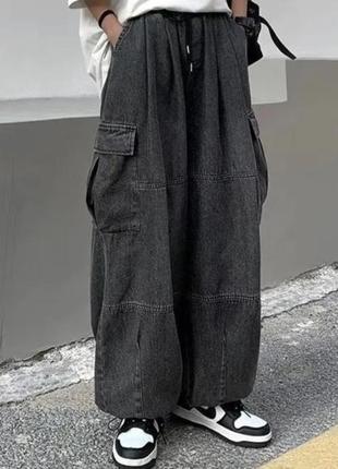 Нові широкі сирі джинси баггі унісекс в стилі y2k, sk8