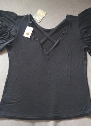 Женская черная футболка i love j (сша), рукав с двойным воланом, размер м2 фото