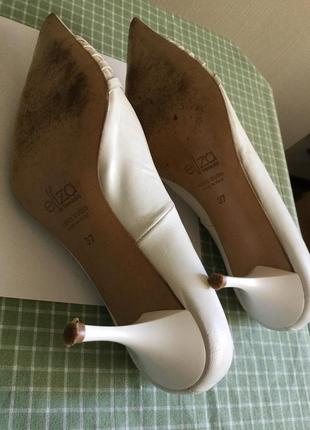 Итальянские белые туфли лодочки кожаные винтажные5 фото