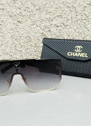 Chanel окуляри маска жіночі сонцезахисні чорні з градієнтом3 фото