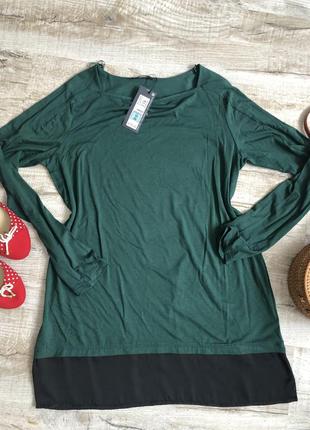 Изумрудная, кофта, лонгслив  блуза, m&s зеленая трикотажная