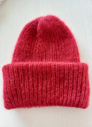 Шапка из кидмохера зимняя шапка шапка с двойным отворотом