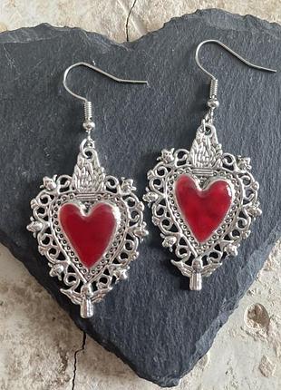 Готические серьги-сердечки-ведьмы сердце вампира готический крест талисман