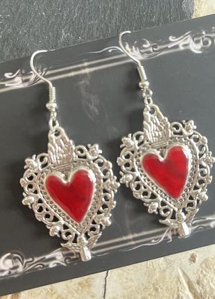 Готические серьги-сердечки-ведьмы сердце вампира готический крест талисман