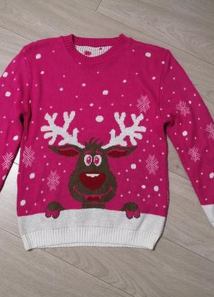 Новогодний свитер, свитер с оленем, праздничный свитер, тёплый свитер4 фото