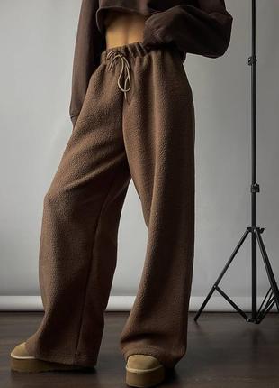 Палаццо брюки барашек высокая прямые костюмка брюки кюлоты клеш посадка клеш классические объемные являются прямые широкие кант рюшки